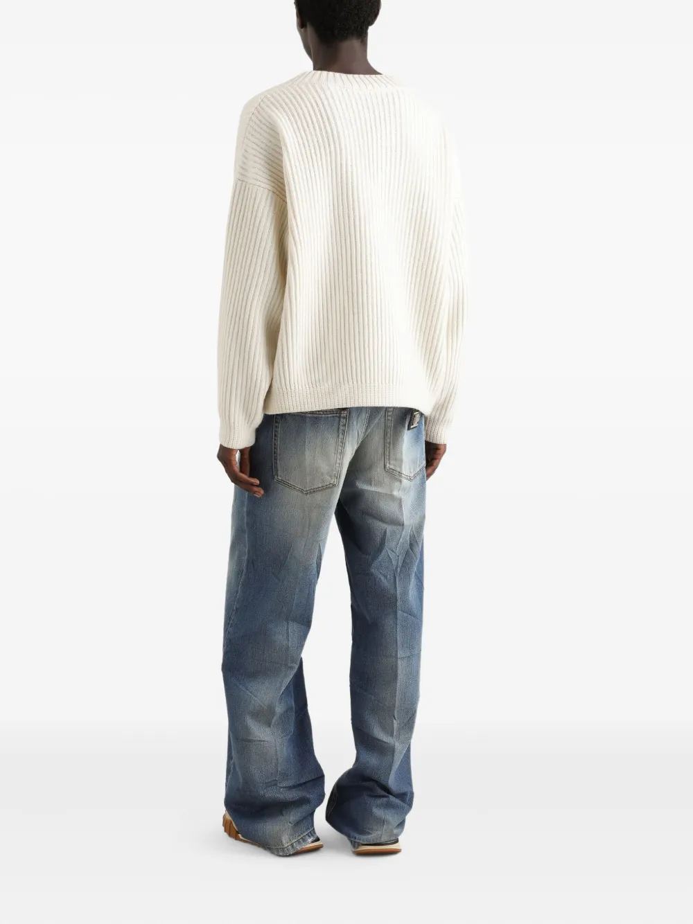 Dolce & Gabbana Geribbelde trui met V-hals Wit