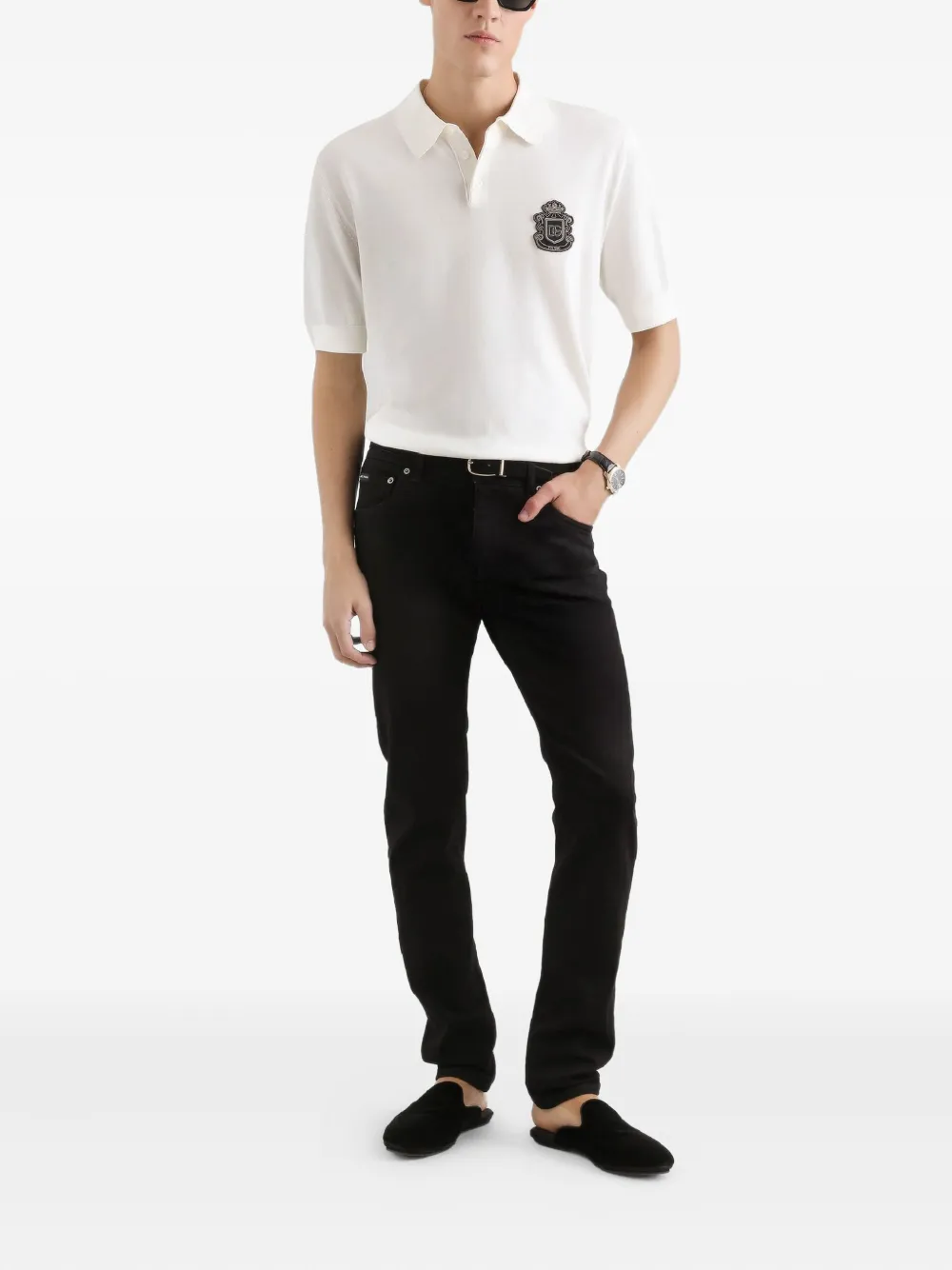 Dolce & Gabbana Poloshirt met wapenschild-applicatie - Wit
