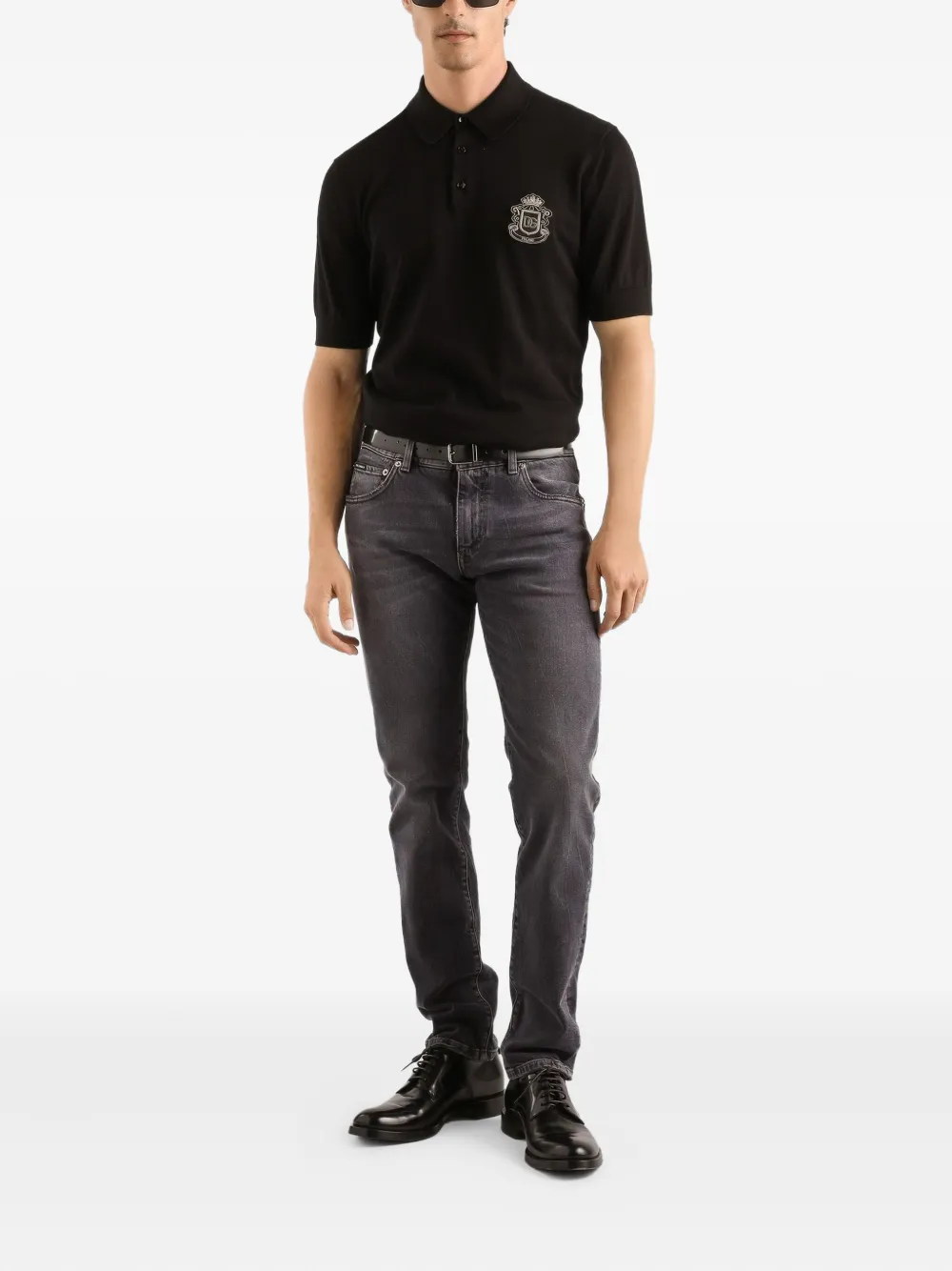 Dolce & Gabbana Poloshirt met logo-applicatie - Zwart