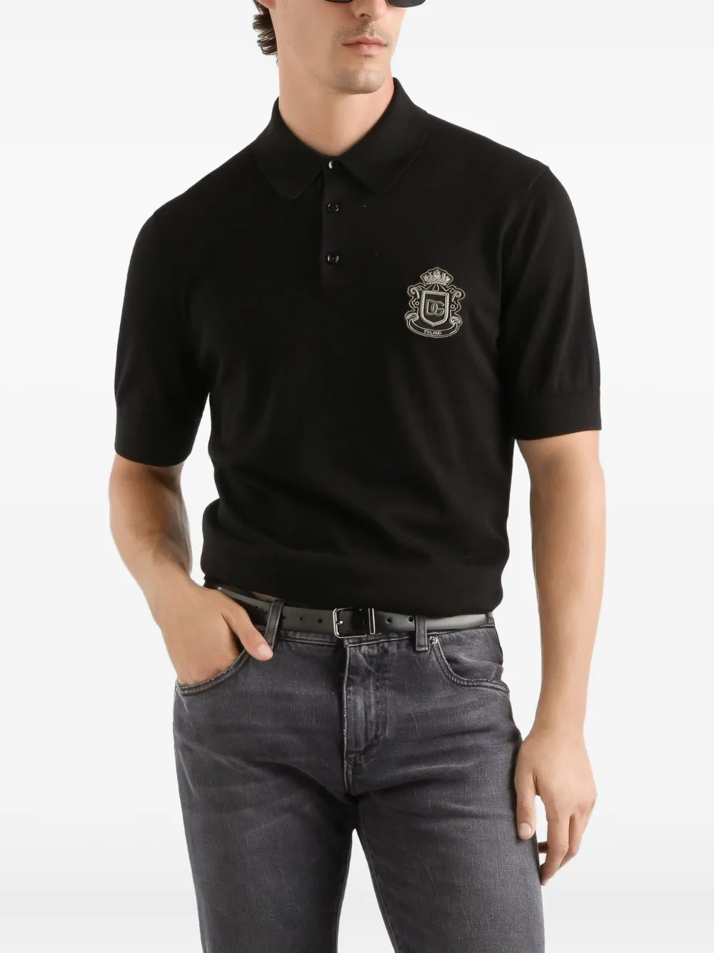 Dolce & Gabbana Poloshirt met logo-applicatie Zwart