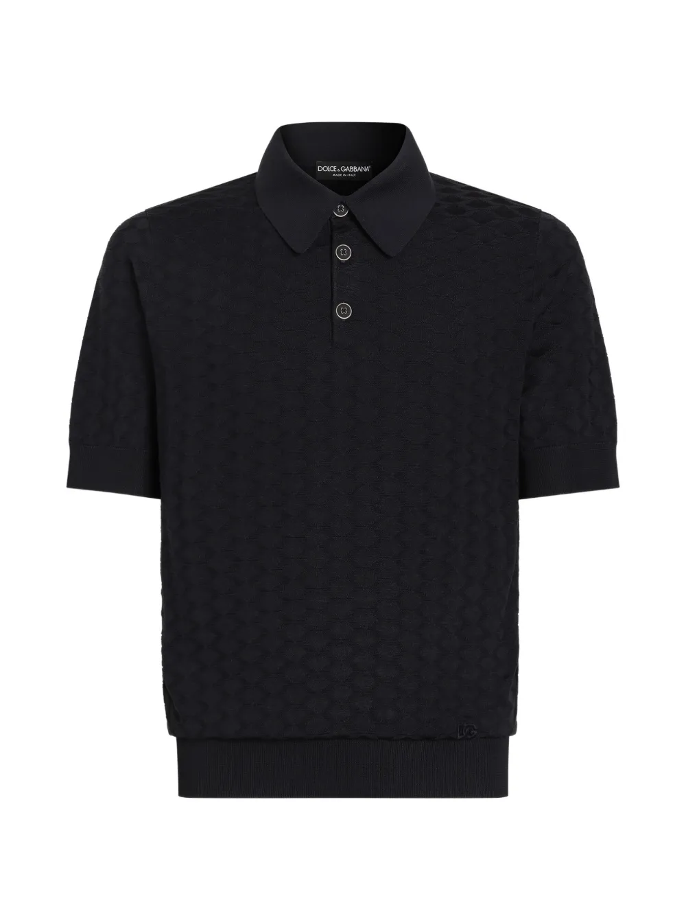 Dolce & Gabbana micro-dot stitch silk polo shirt - Schwarz
