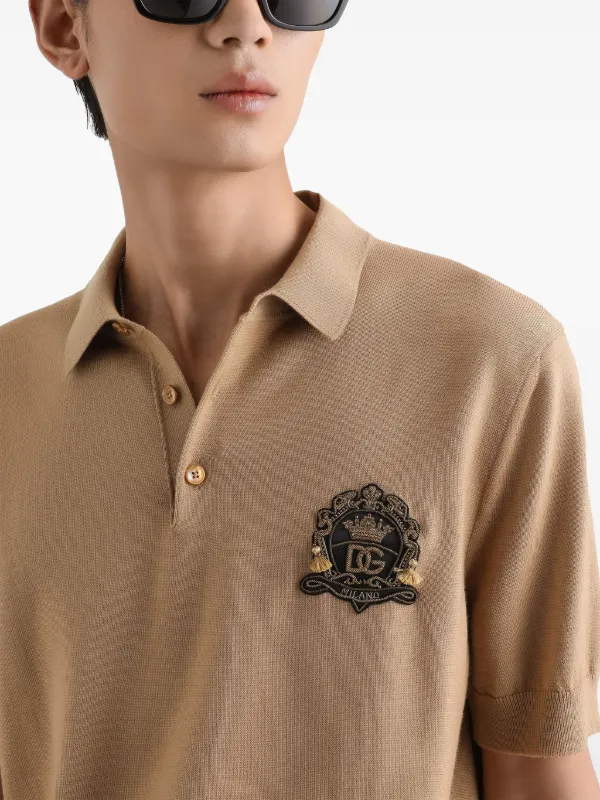 Dolce & Gabbana Appliqué short-sleeve Polo Shirt | Neutrals