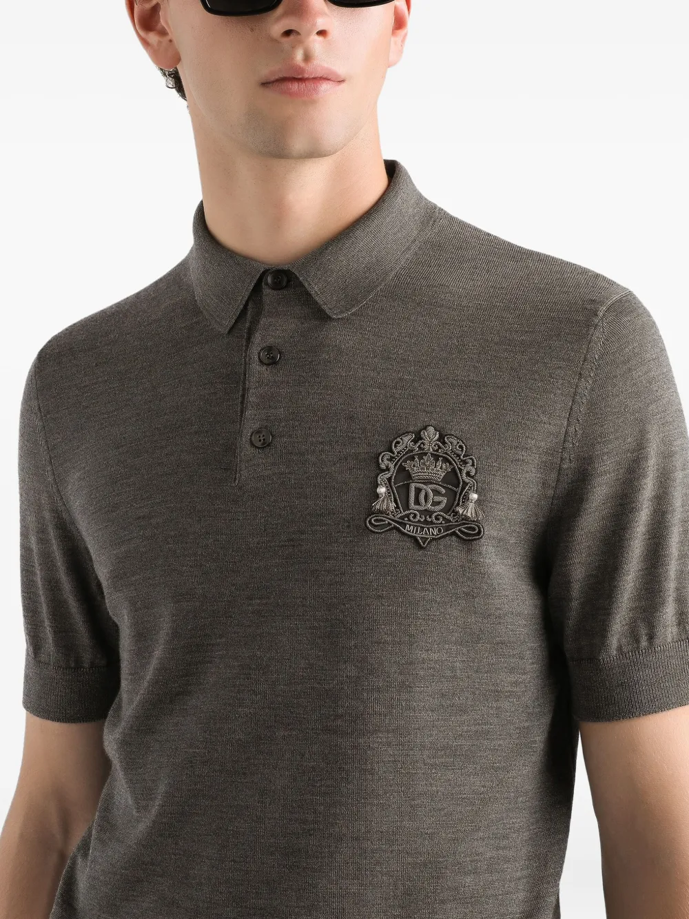 Dolce & Gabbana Poloshirt met korte mouwen en applicatie Grijs