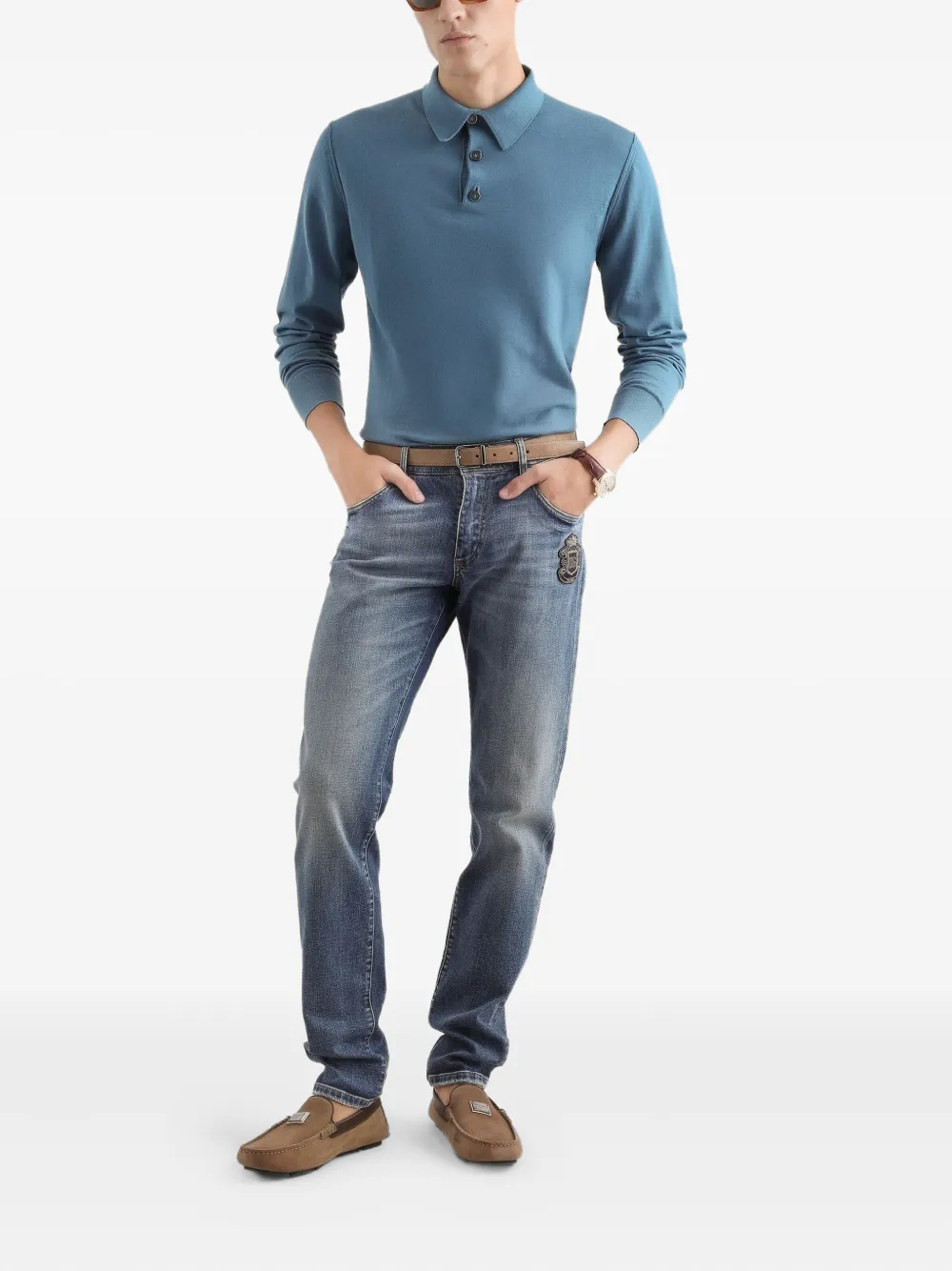 Dolce & Gabbana Gebreid poloshirt - Blauw