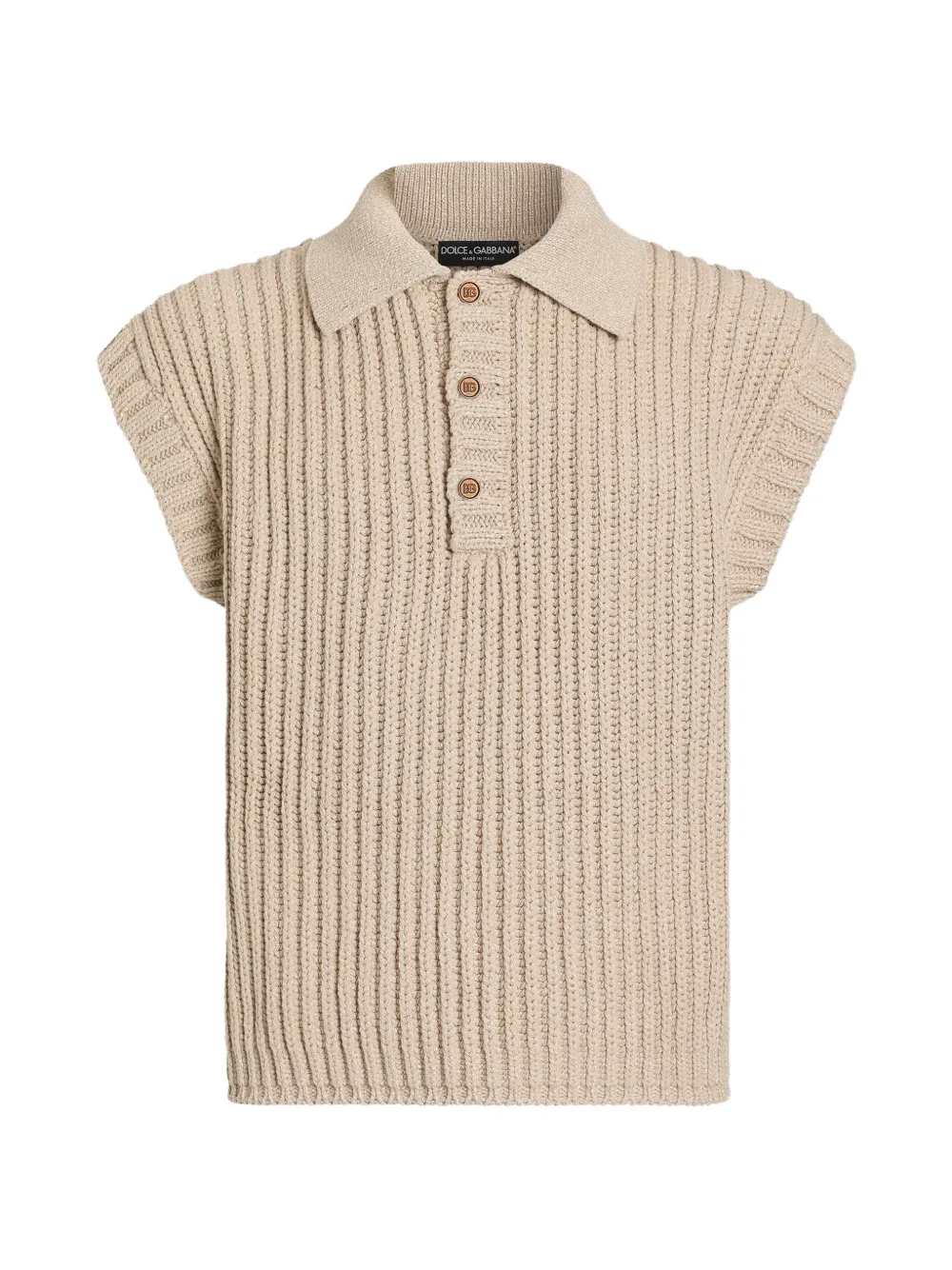 Dolce & Gabbana English rib knit polo shirt - Neutrals