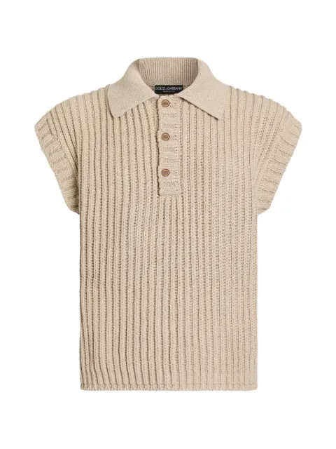 Dolce & Gabbana English rib knit polo shirt