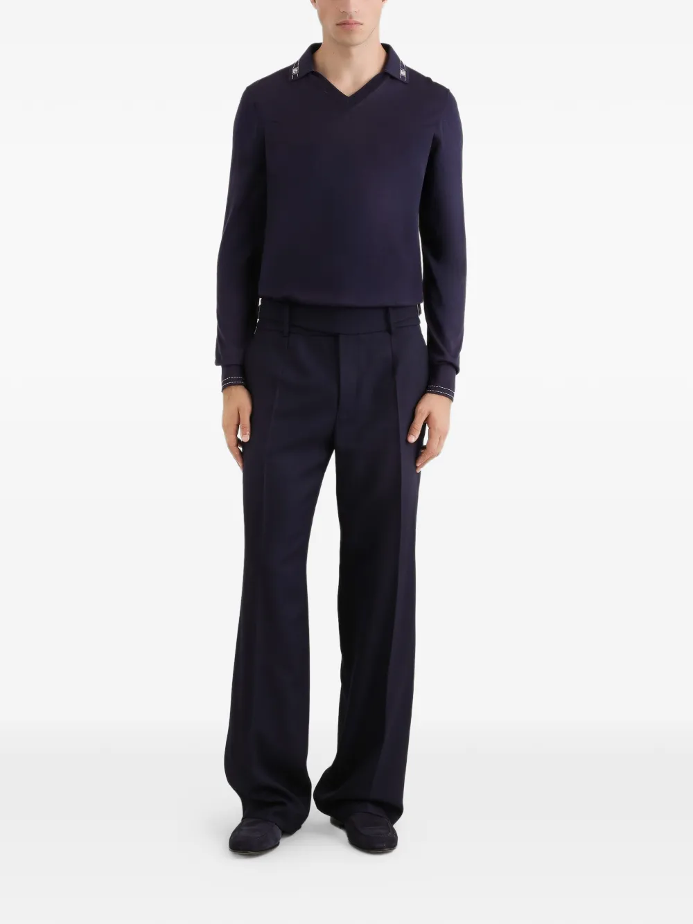 Dolce & Gabbana Top met geborduurd logo en V-hals Blauw
