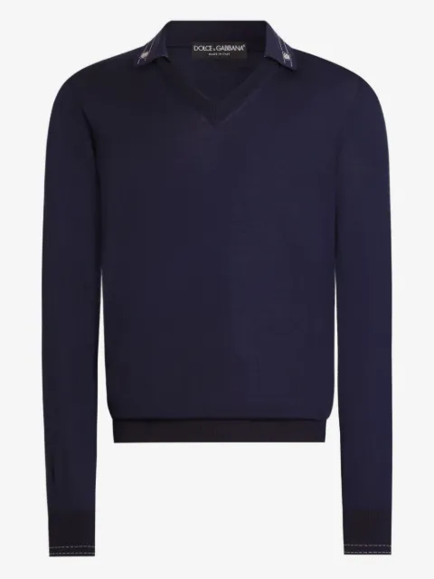 Dolce & Gabbana V-neck logo-embroidered top
