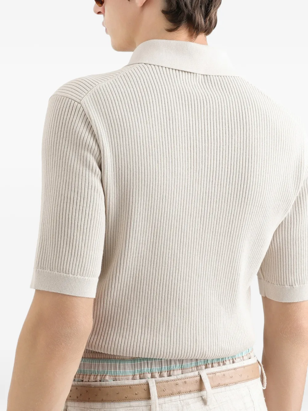 Dolce & Gabbana Geribbeld katoenen poloshirt Beige