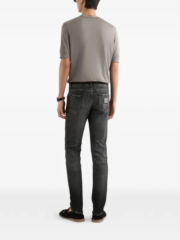 Dolce & Gabbana Calça Jeans Com Placa De Logo | Cinza | FARFETCH BR