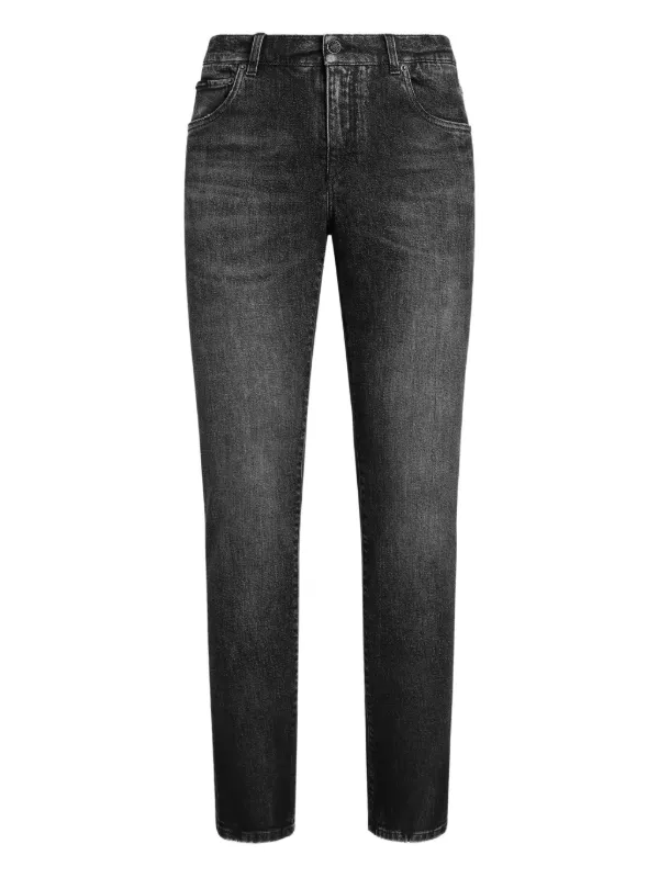Dolce & Gabbana Calça Jeans Com Placa De Logo | Cinza | FARFETCH BR