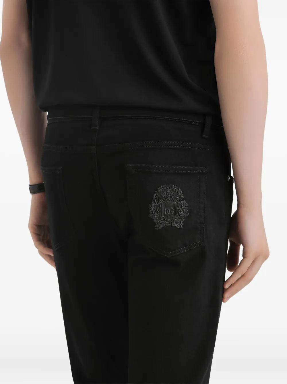 Dolce & Gabbana Denim jack met logopatch Zwart