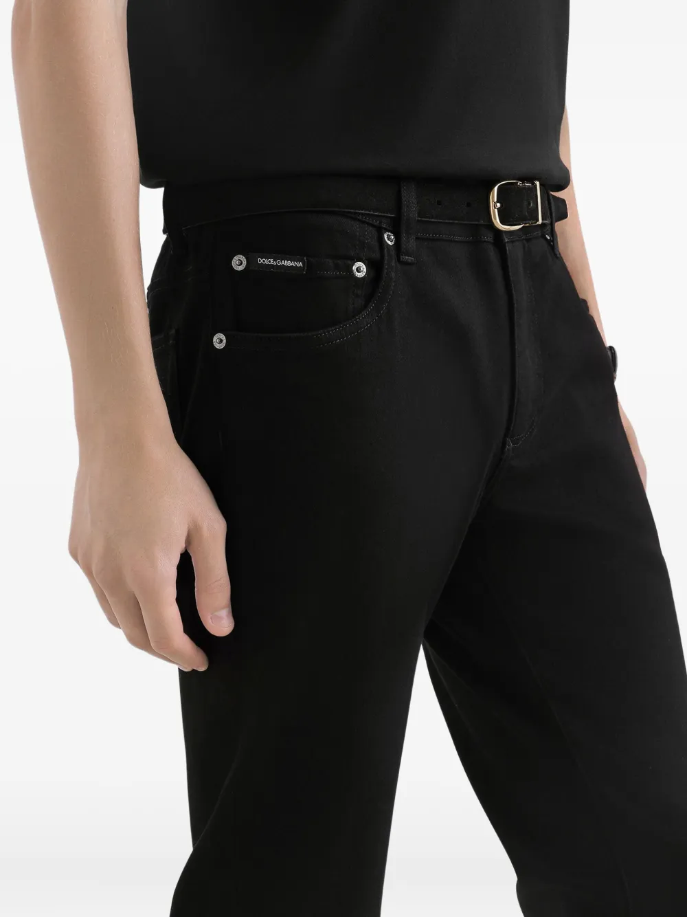 Dolce & Gabbana Denim jack met logopatch Zwart