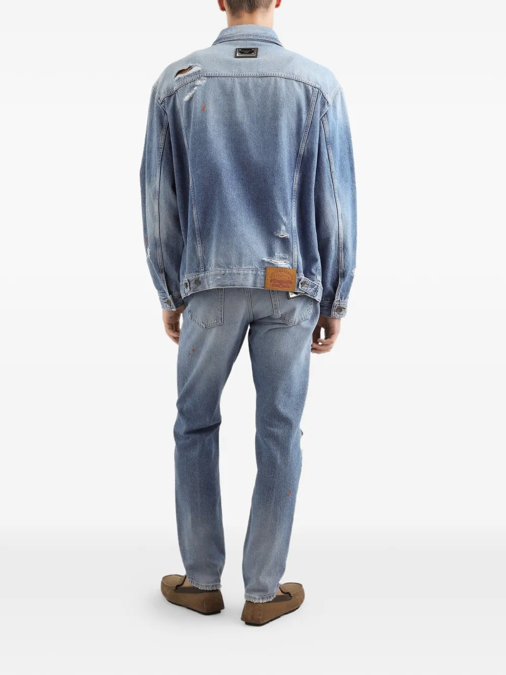 Dolce & Gabbana Gerafelde jeans met logoplakkaat Blauw