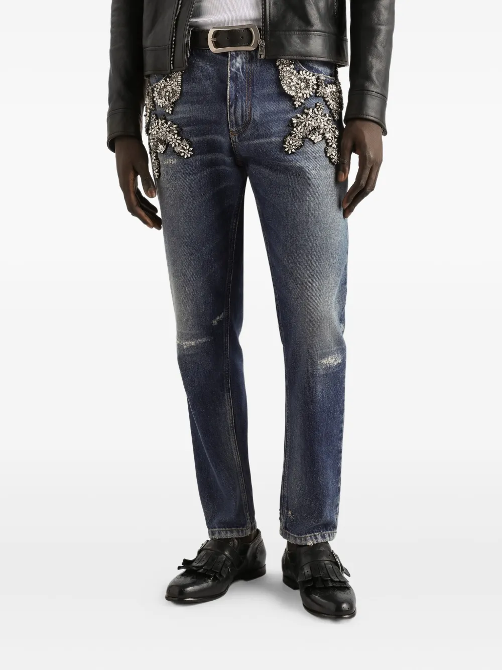 Dolce & Gabbana Verfraaide jeans Blauw