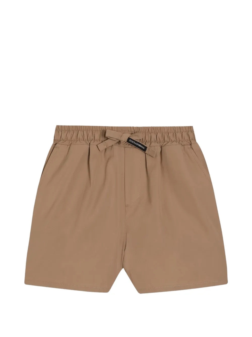 Dolce & Gabbana Kids poplin bermuda shorts with DG patch - Nude