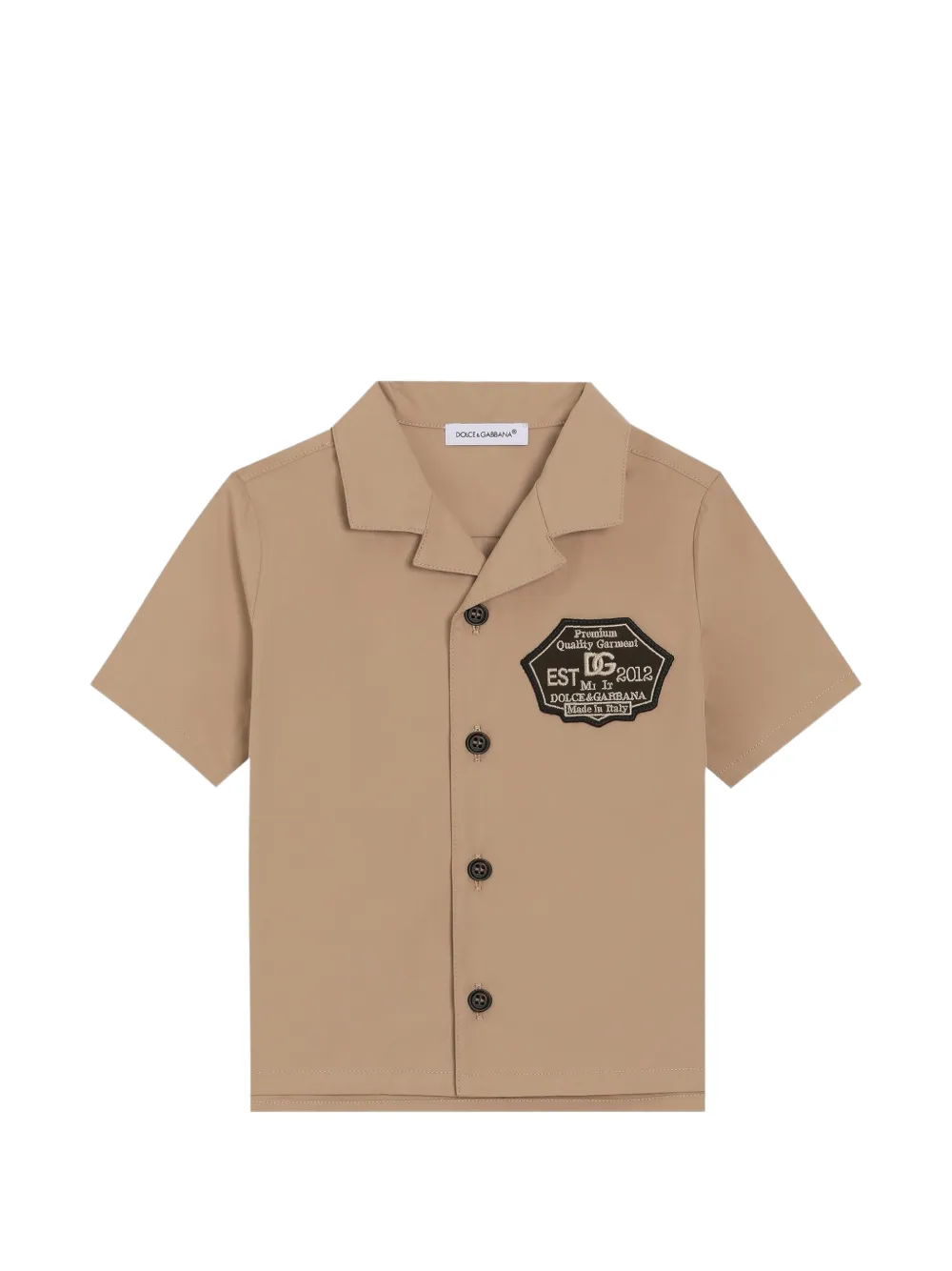 Dolce & Gabbana Kids poplin shirt with DG patch - Nude