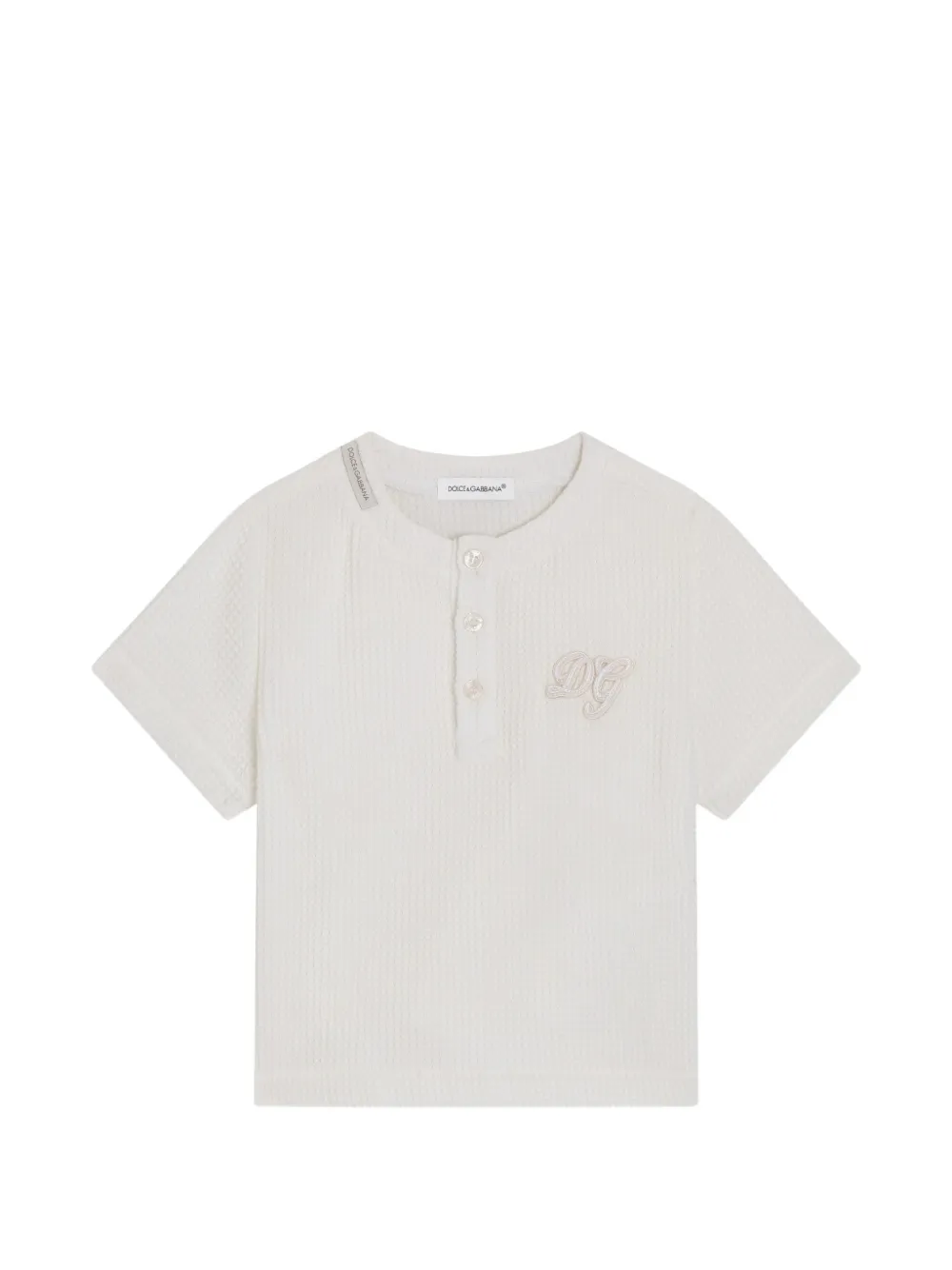 Dolce & Gabbana Kids waffle cotton serafino T-shirt - Bianco