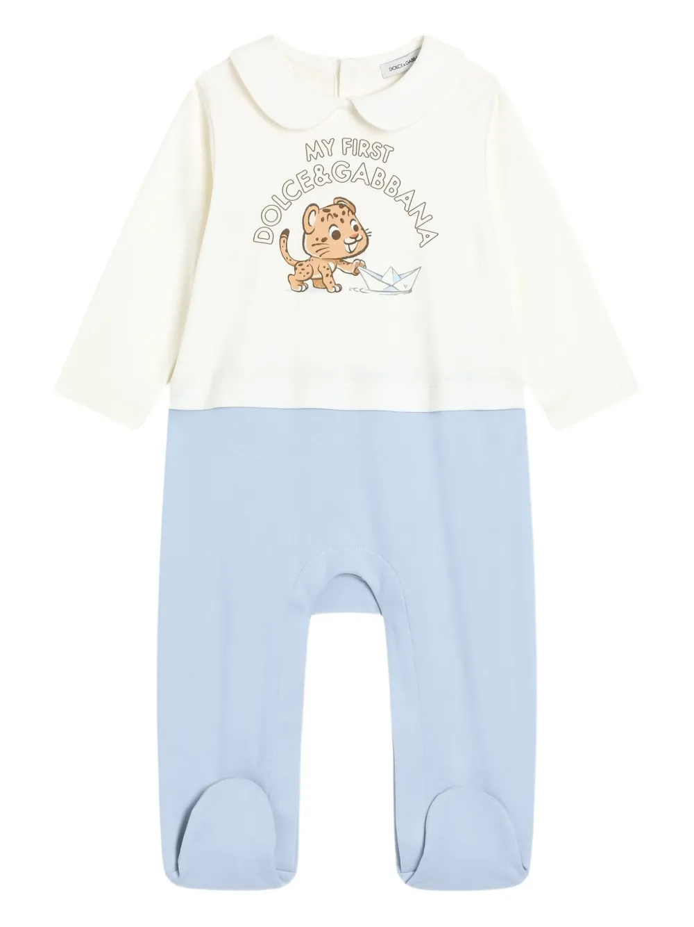 Dolce & Gabbana Kids Driedelig romperset met Peter Pan-kraag Blauw