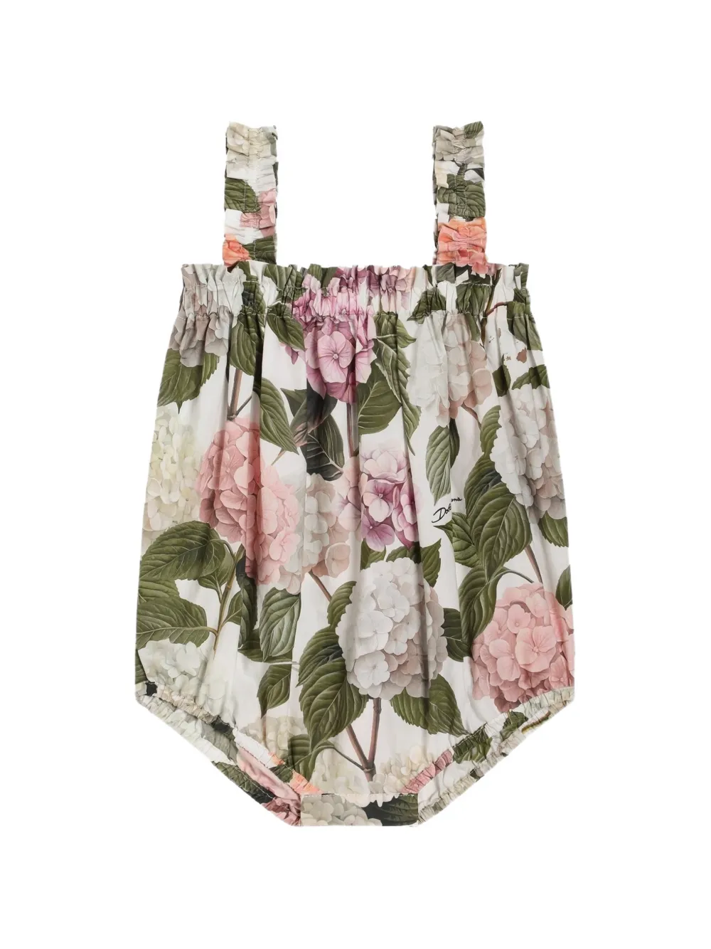 Dolce & Gabbana Kids hydrangea-print poplin romper - Bianco