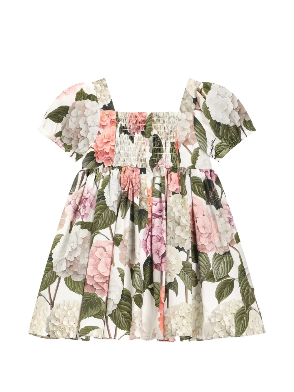 Dolce & Gabbana Kids Hydrangea-print Poplin Dress - White 