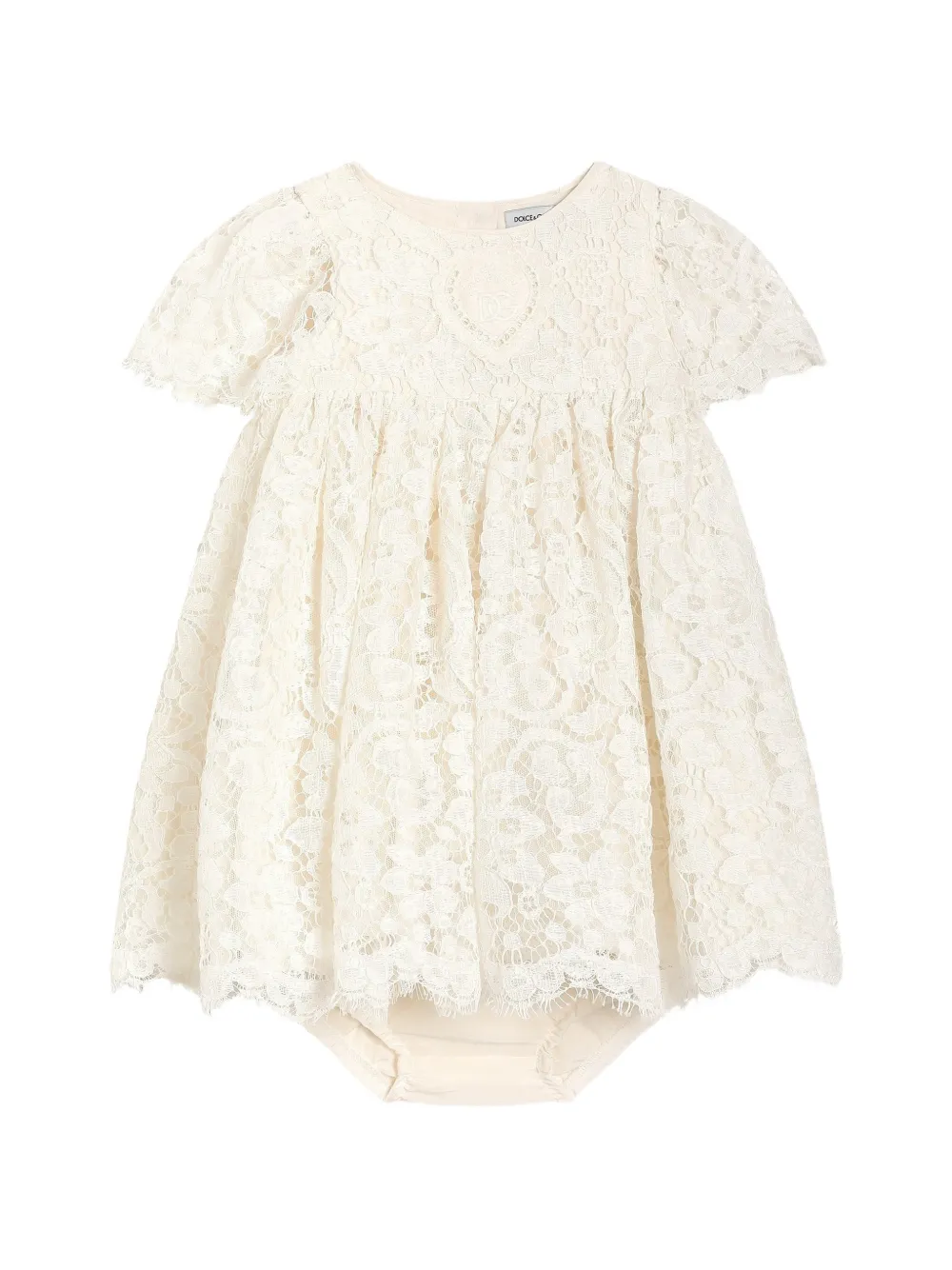 Dolce & Gabbana Kids Abito in pizzo - Bianco