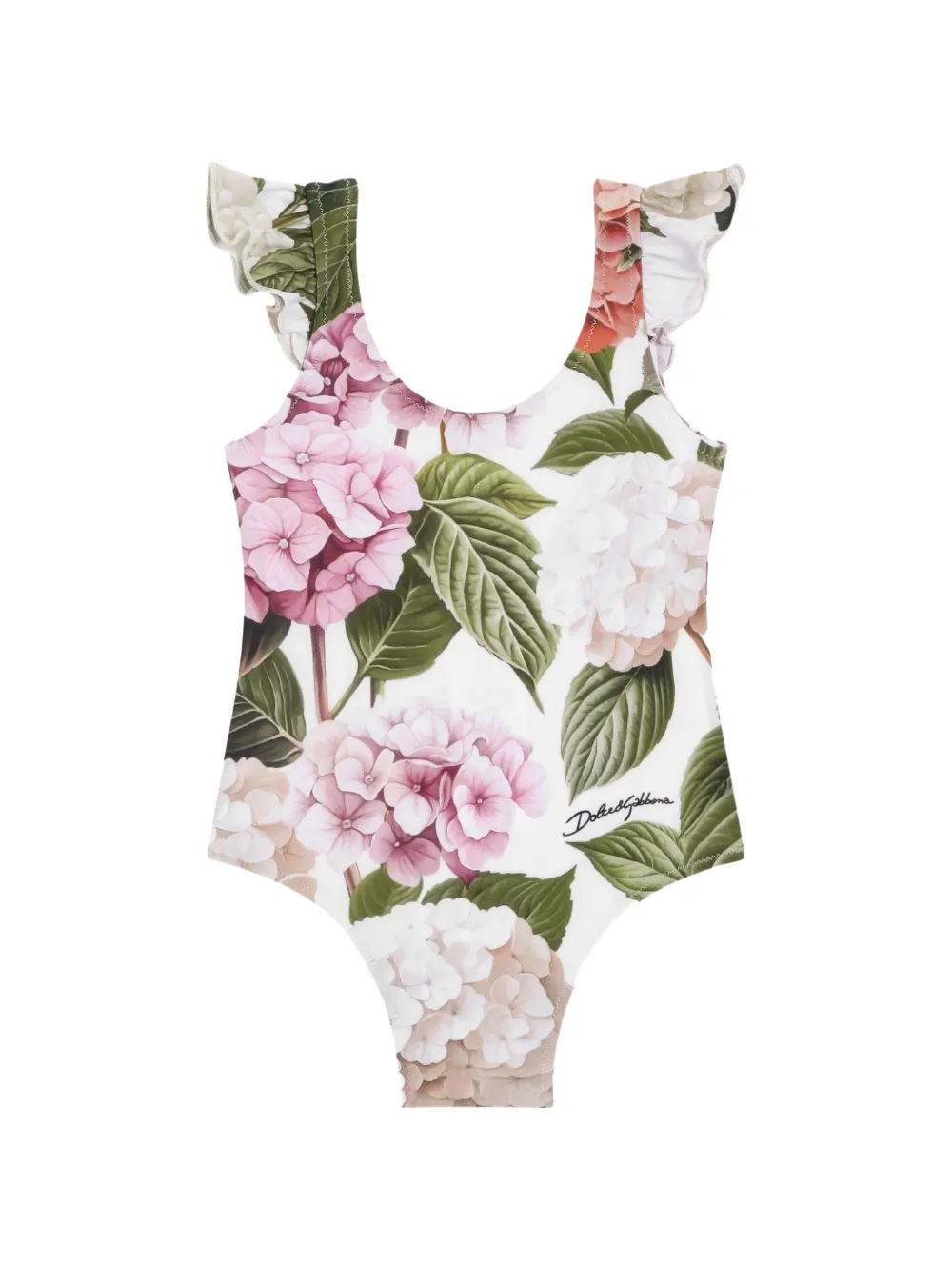 Dolce & Gabbana Kids Badeanzug mit Hydrangea-Print - Weiß
