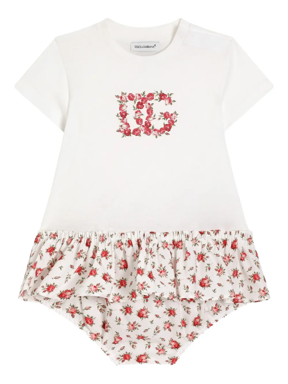 Dolce & Gabbana Kids Abito con motivo a fiori - Bianco