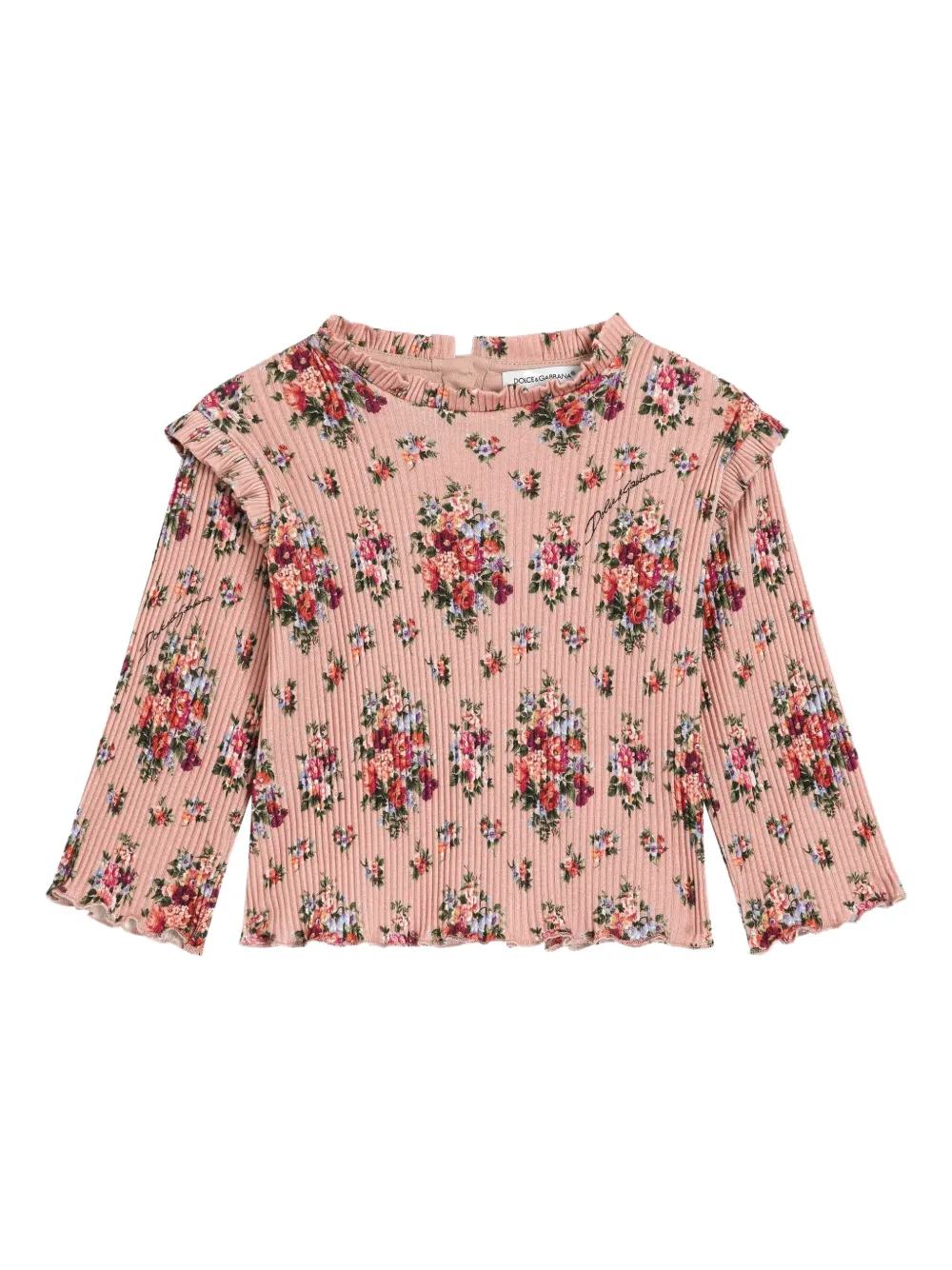 Dolce & Gabbana Kids Top a fiori con ruches - Rosa