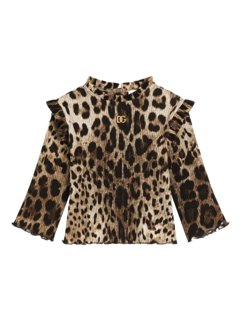 Dolce & Gabbana Kids blusa con estampado de leopardo