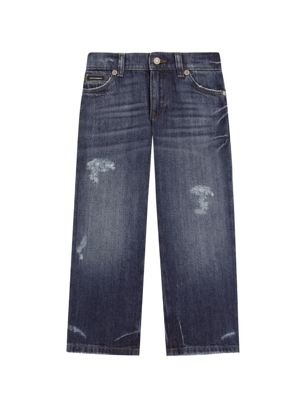 Dolce & Gabbana Kids 5-POCKET WASHED DENIM TROUSERS - Blu