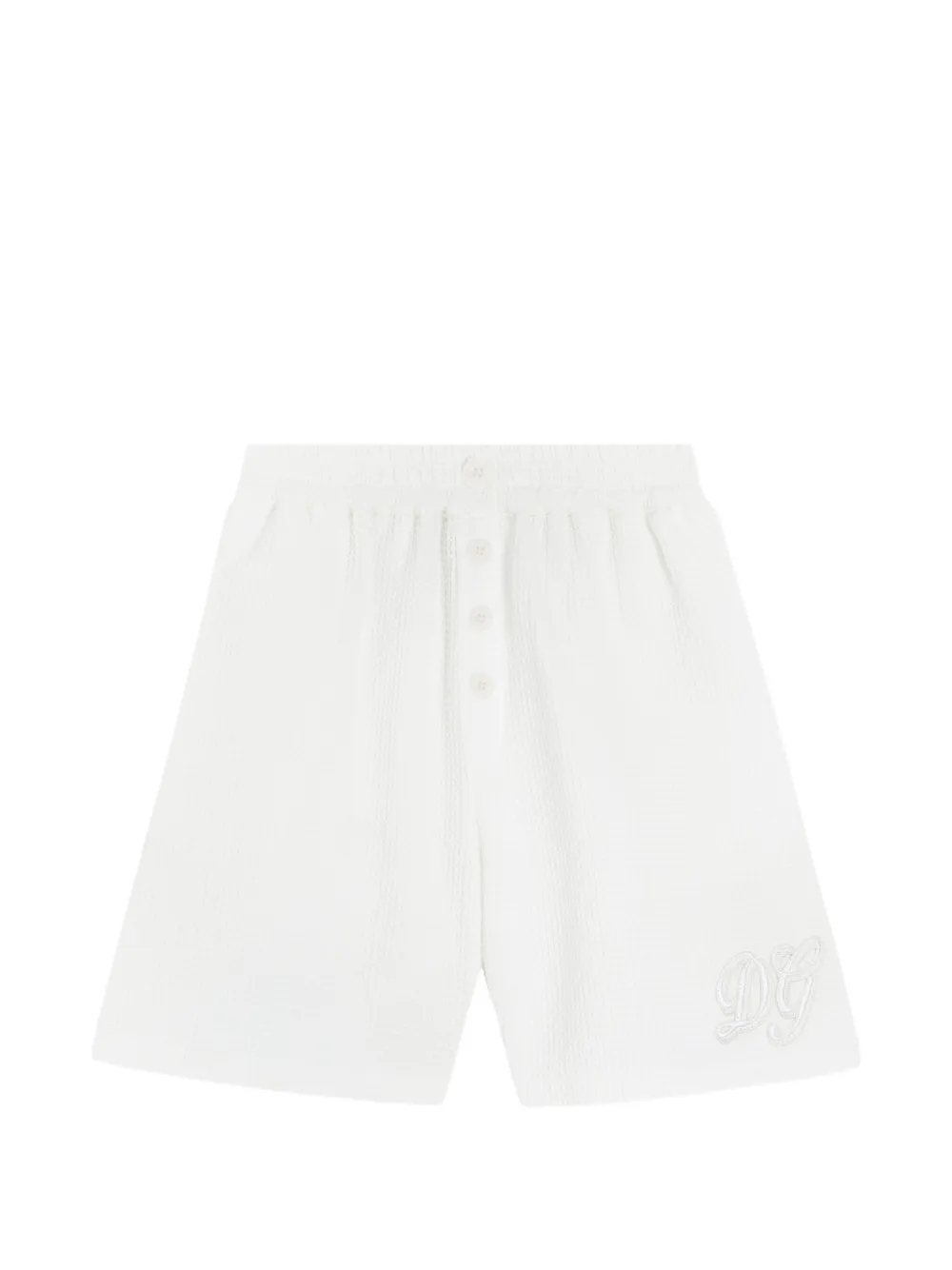 Dolce & Gabbana Kids Bermuda in cotone con lavorazione a nido d'ape - Bianco