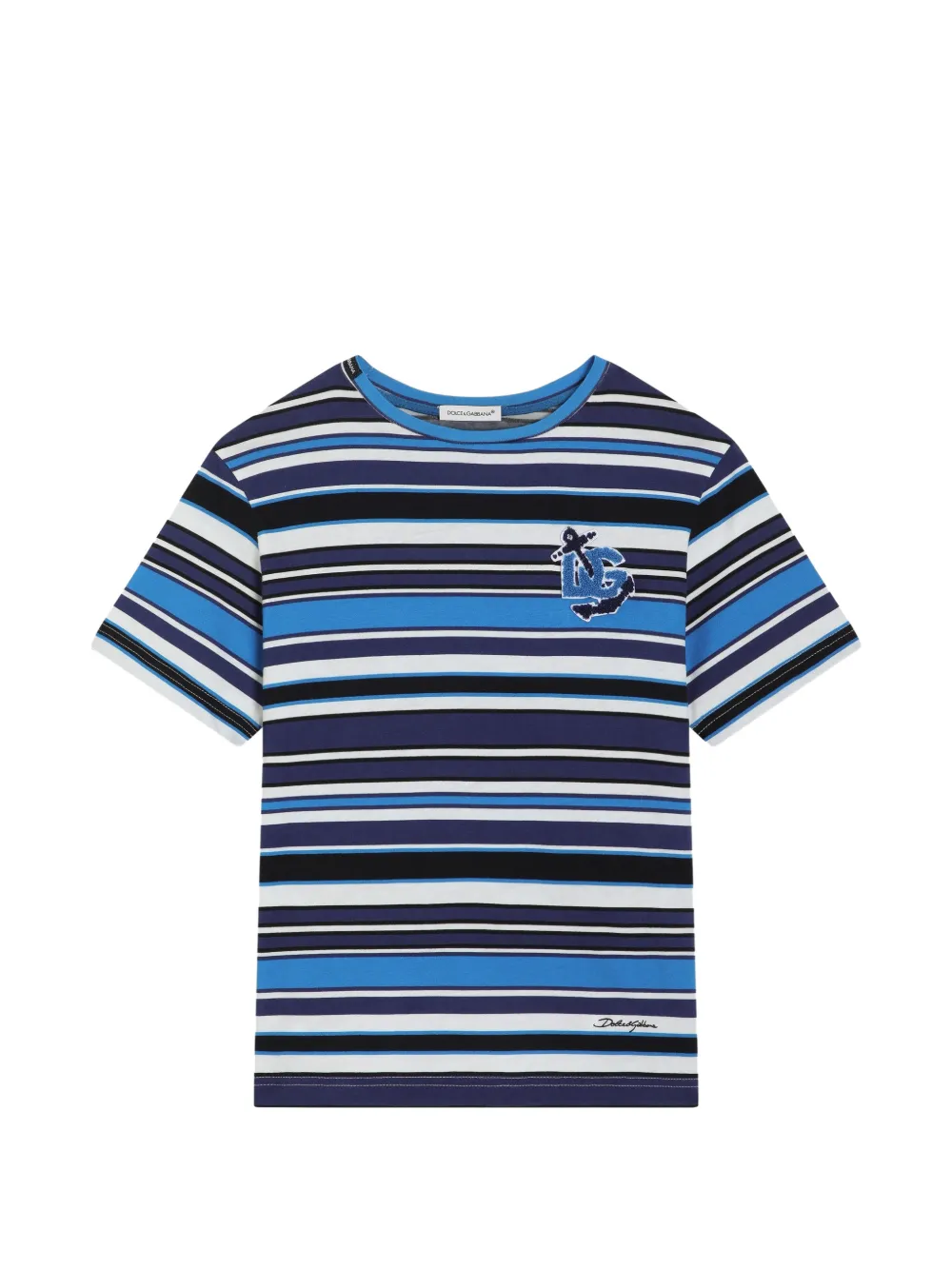 Dolce & Gabbana Kids T-shirt a righe con applicazione - Blu