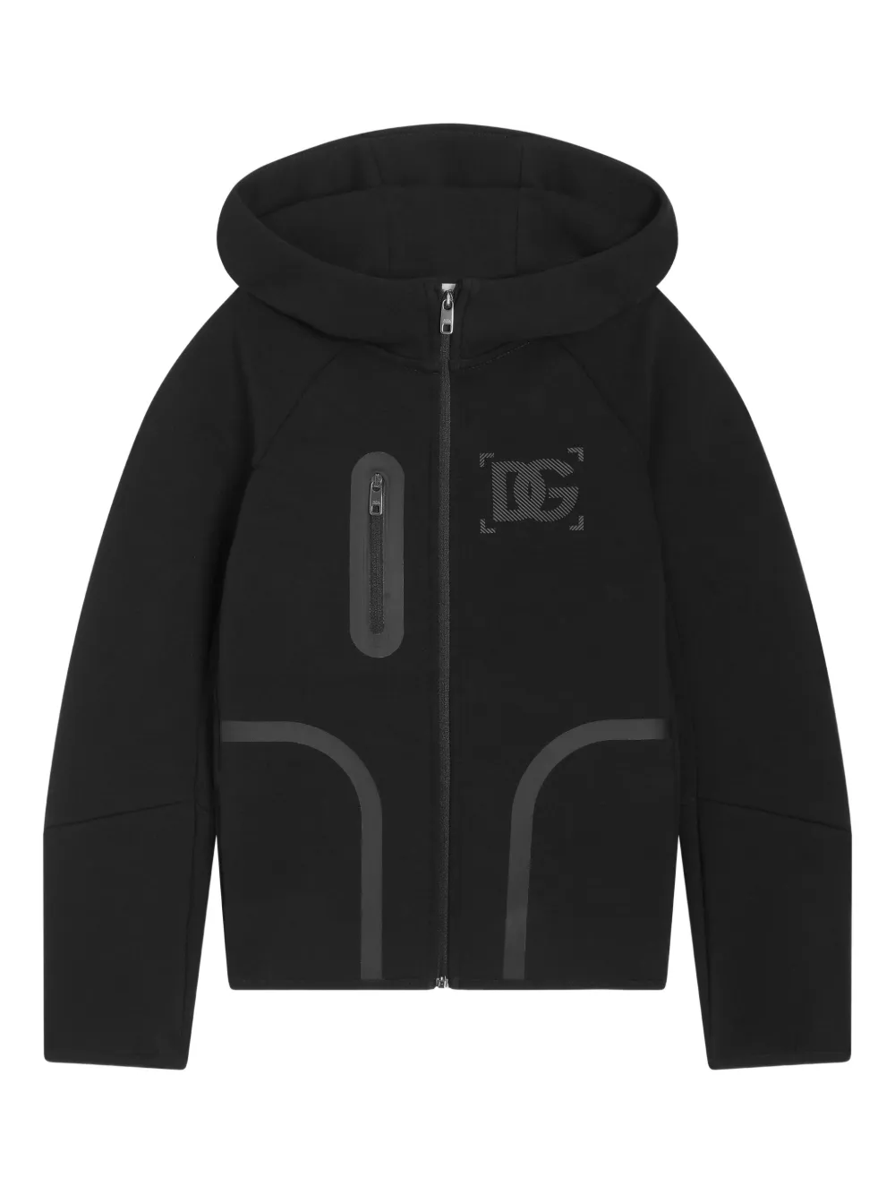 Dolce & Gabbana Kids Felpa con stampa e zip - Nero