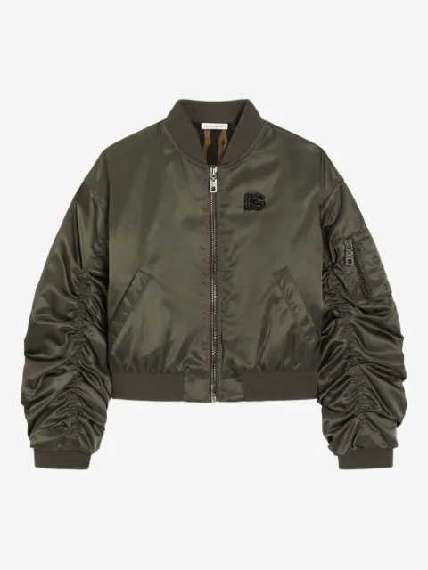 Dolce & Gabbana Kids ruched-detail logo-patch jacket