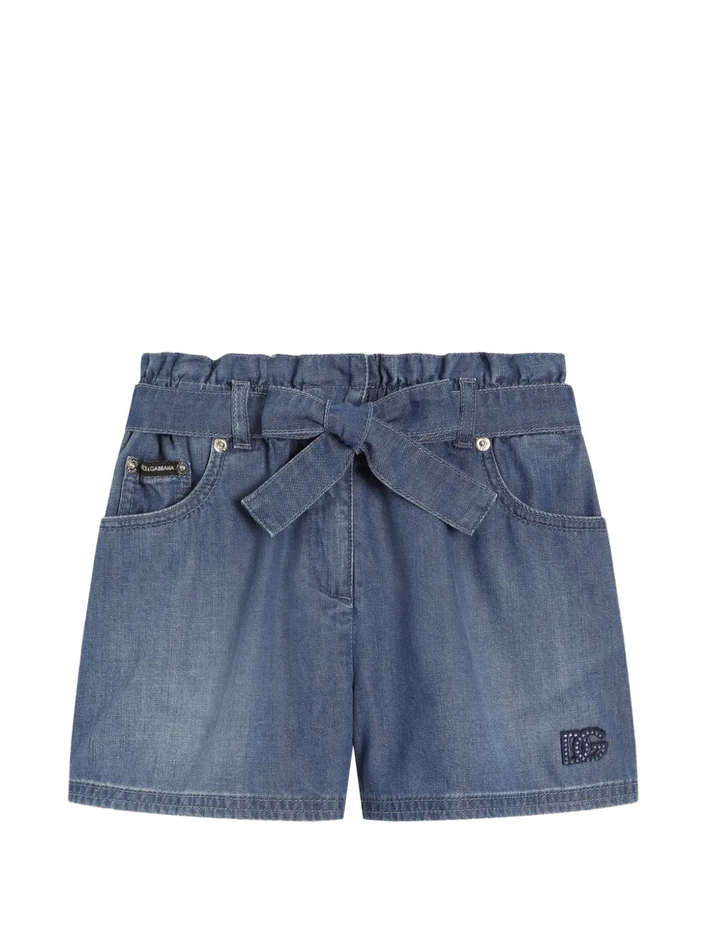 Dolce & Gabbana Kids Jeans-Shorts mit Logo-Detail - Blau
