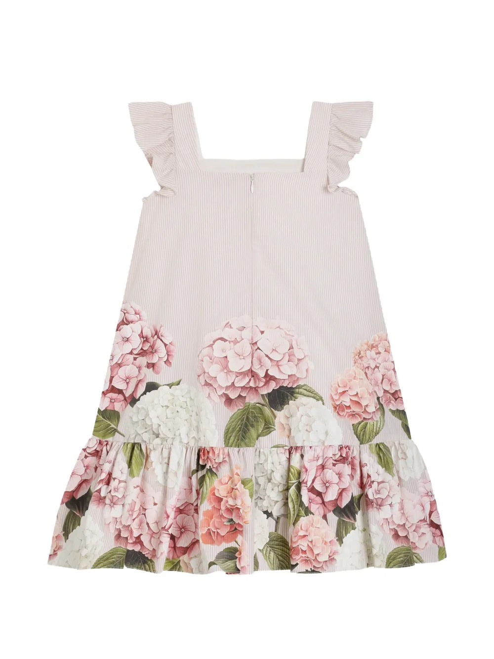  Dolce & Gabbana Kids Hydrangea-print Striped Cotton Canvas Dress - Neutrals 