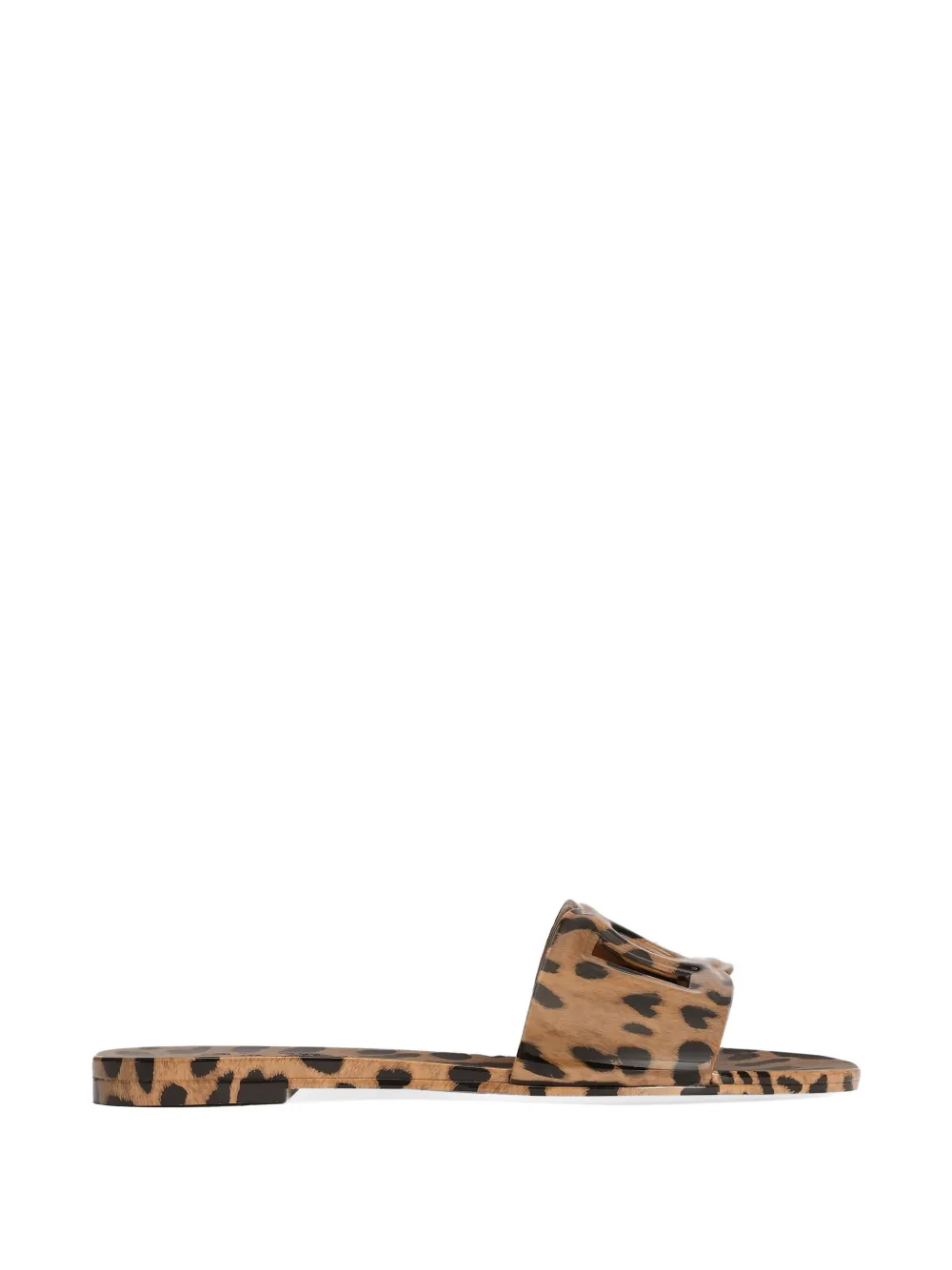 Dolce & Gabbana Leo-print Rubber Beachwear Slides In Brown