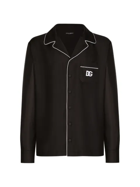 Dolce & Gabbana silk shirt with DG logo-embroidered patch
