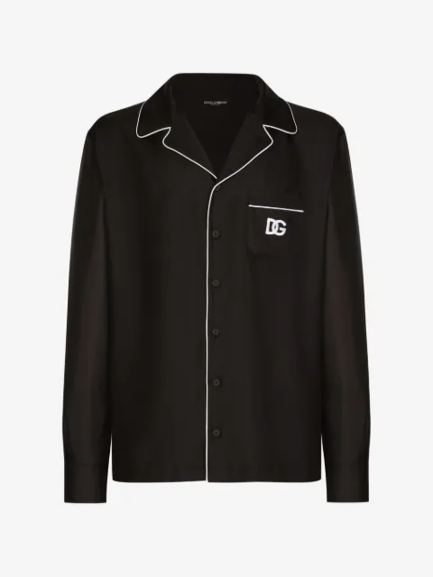 Dolce & Gabbana silk shirt with DG logo-embroidered patch