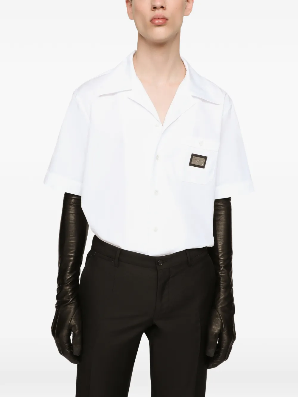 Dolce & Gabbana Katoenen overhemd met logo-label Wit