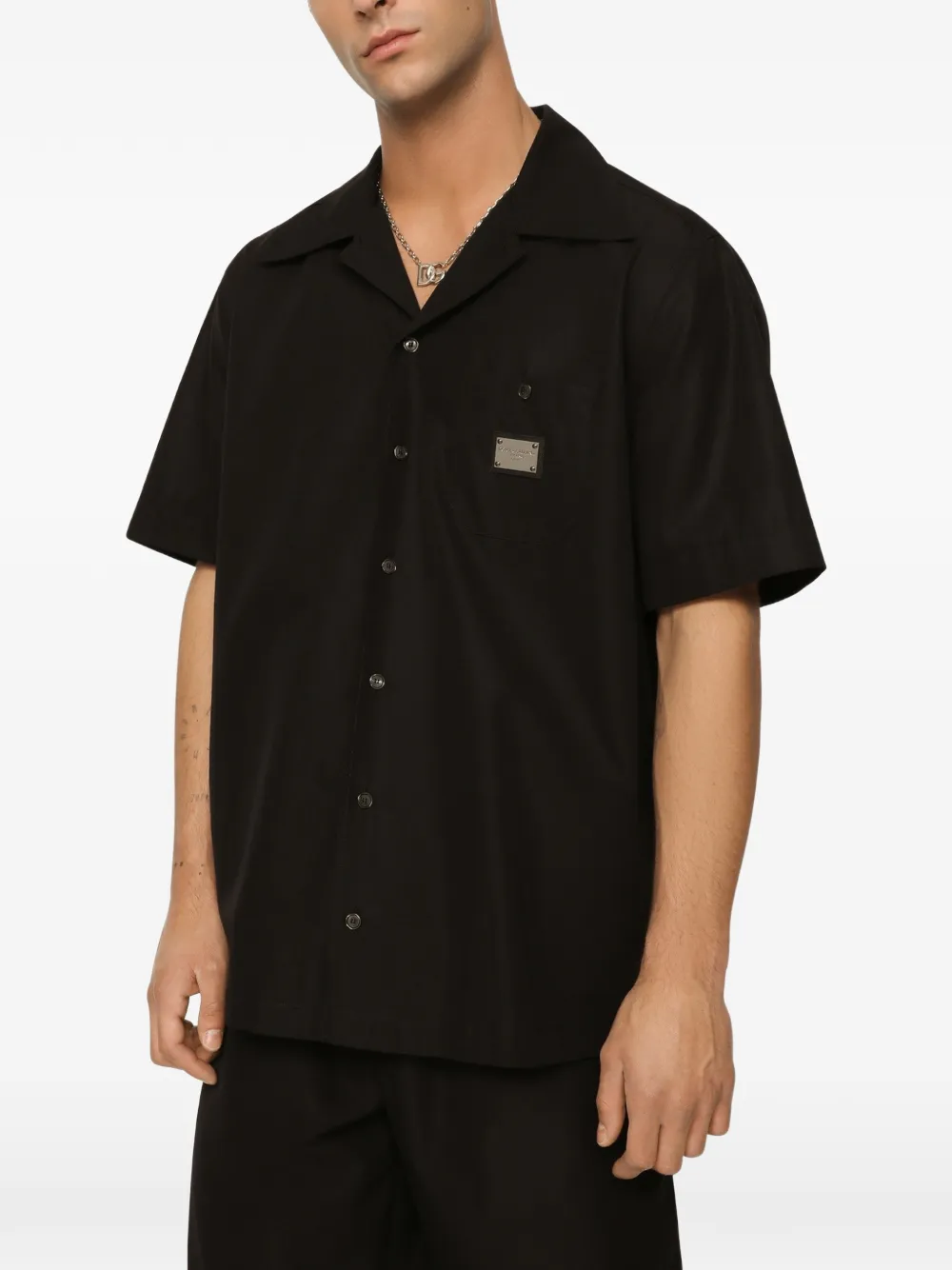 Dolce & Gabbana Katoenen overhemd met logo-label Zwart