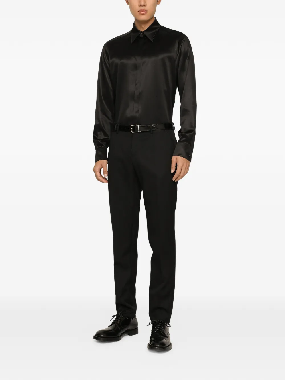 Dolce & Gabbana Zijden satijnen Martini-fit overhemd Zwart
