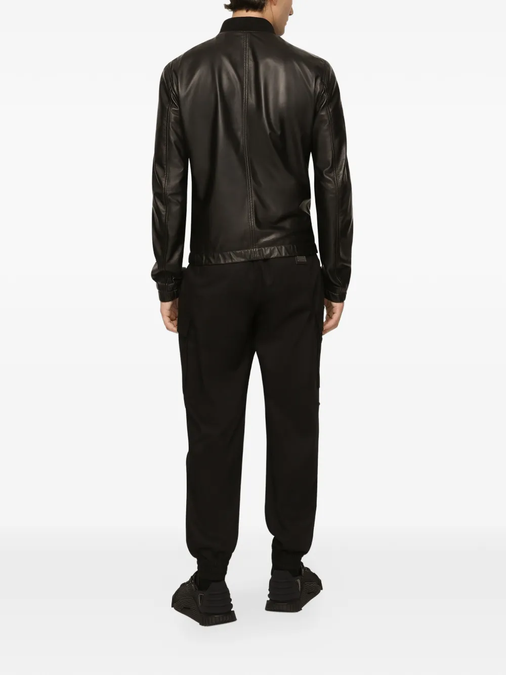 Dolce & Gabbana Leren jack met label Zwart