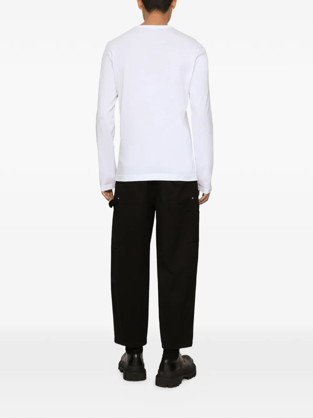 Dolce & Gabbana T-shirt met logo-label en lange mouwen Wit