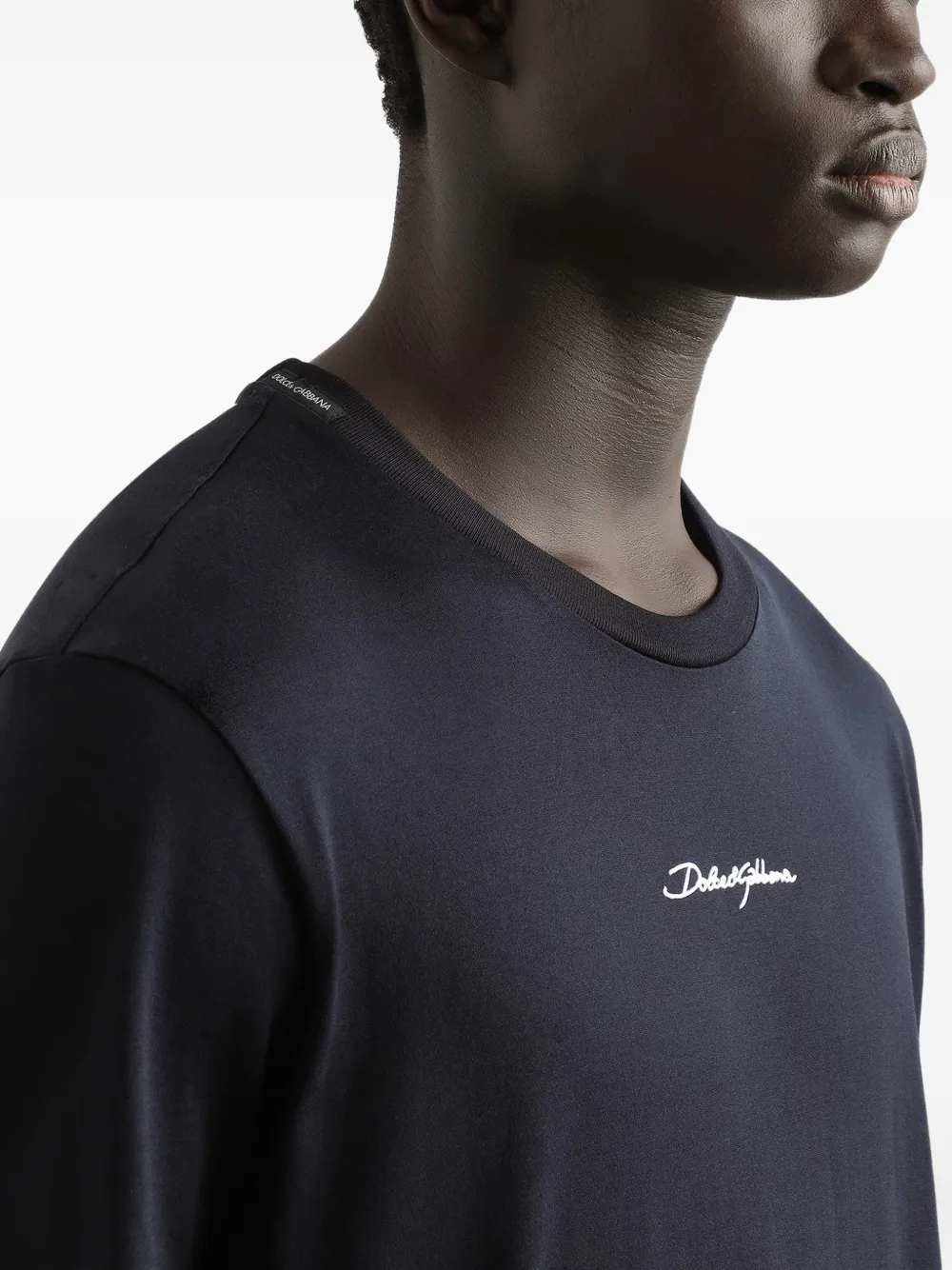 Dolce & Gabbana katoenen T-shirt met geborduurde patch Blauw