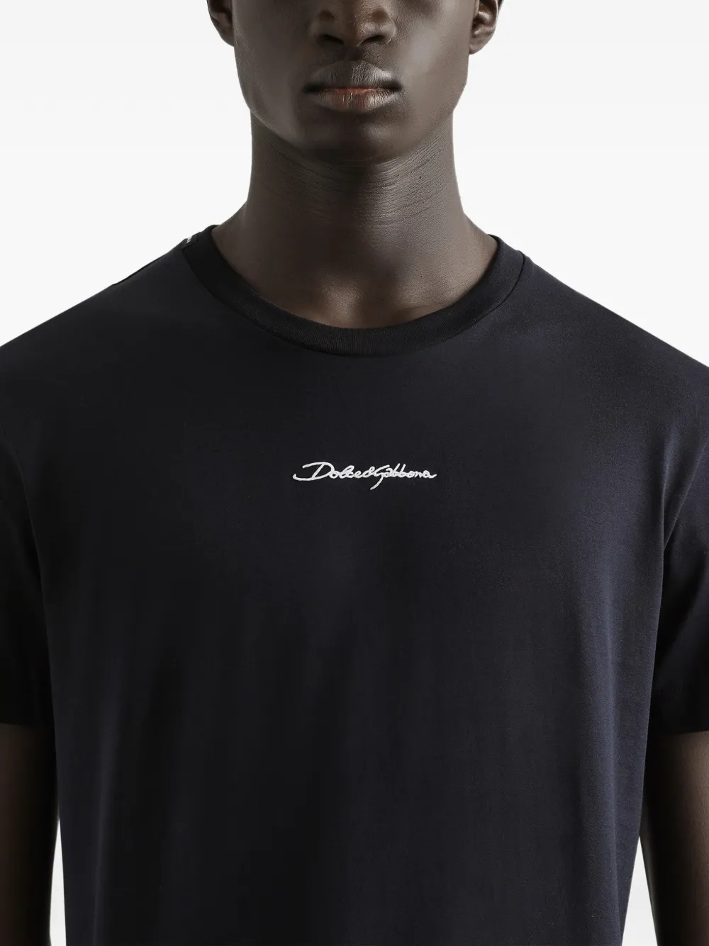 Dolce & Gabbana katoenen T-shirt met geborduurde patch Blauw