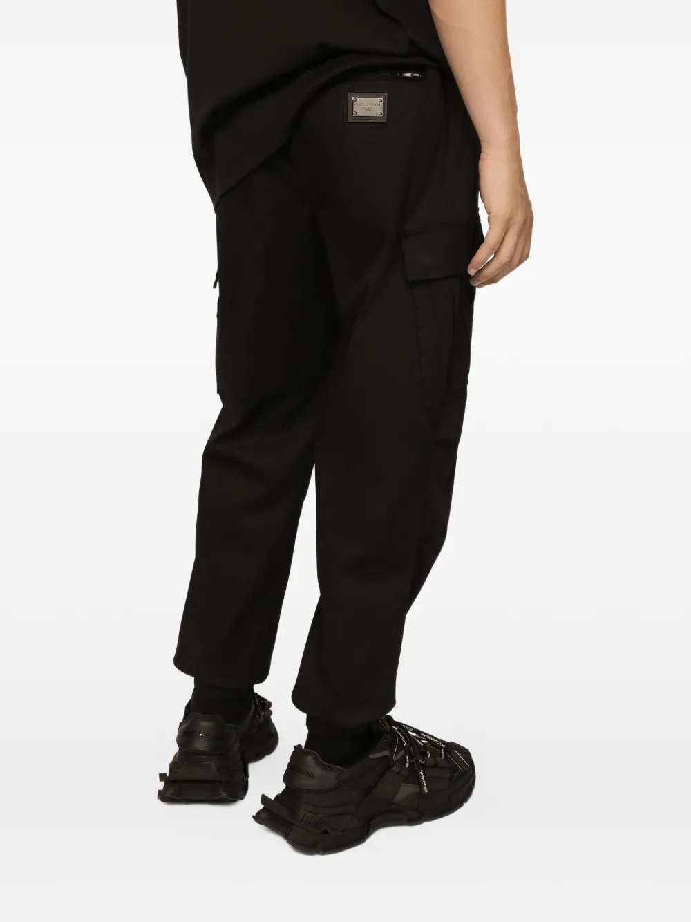 Dolce & Gabbana Cotton Cargo Pants With Branded Tag | Black