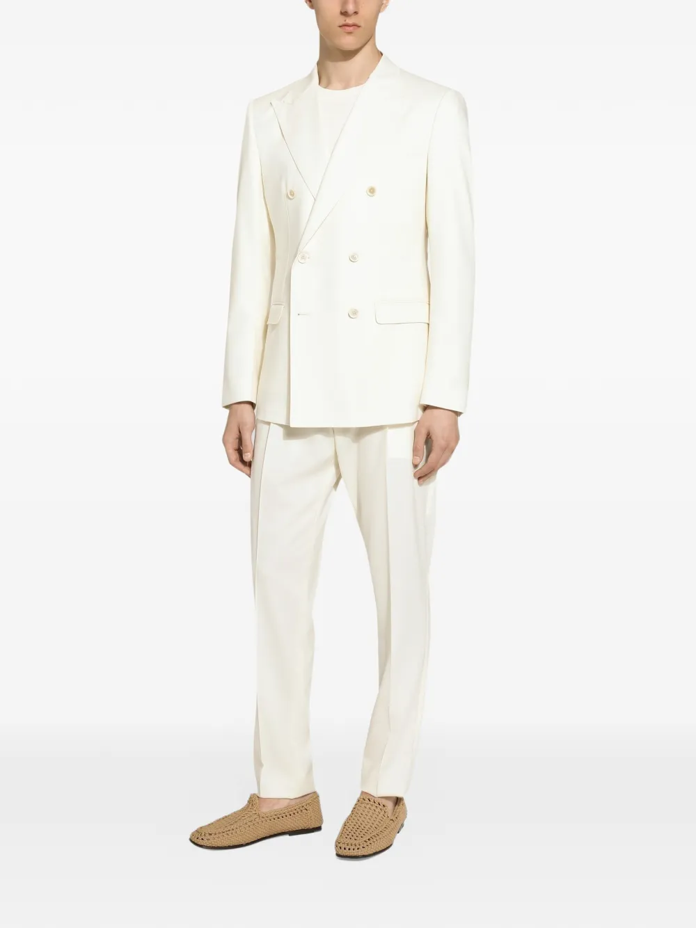 Dolce & Gabbana Zijden jacquard rondehalstrui met DG-logo Beige