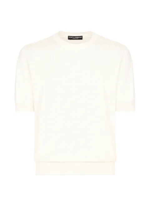 Dolce & Gabbana silk jacquard round-neck sweater with DG logo